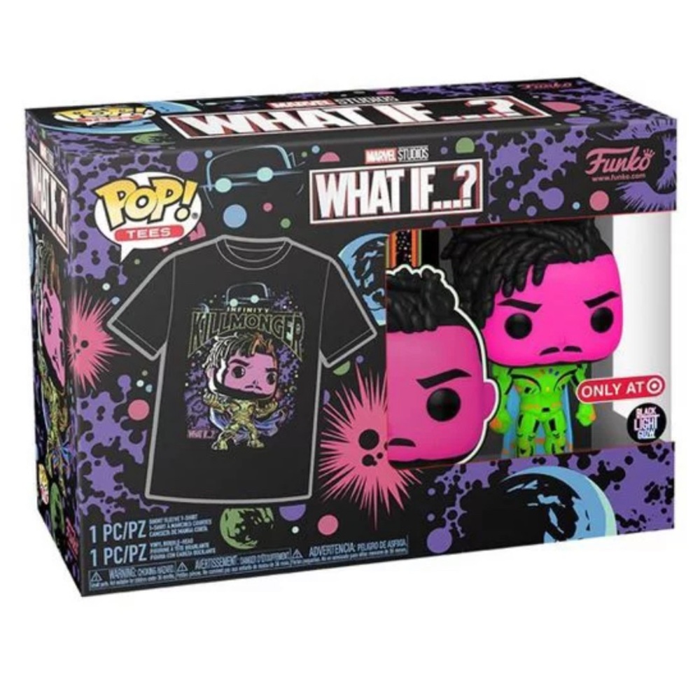 New pop Funko marvel what if killmonger Large L shirt and Funko bobble head